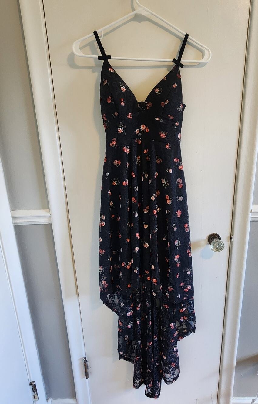 Disney Princess Black Floral Lace XS Dress High Low Coquette Fairy Grunge